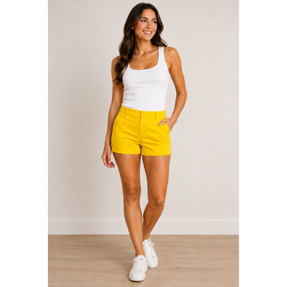 Loft The Riviera Yellow Shorts 8 Cotton Chino Stretchy Preppy Clean Girl Chic